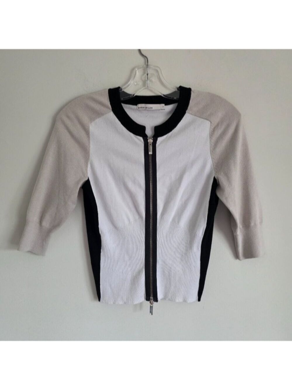 KAREN MILLEN | Zip Up Cardigan Color Block Sz 8 10